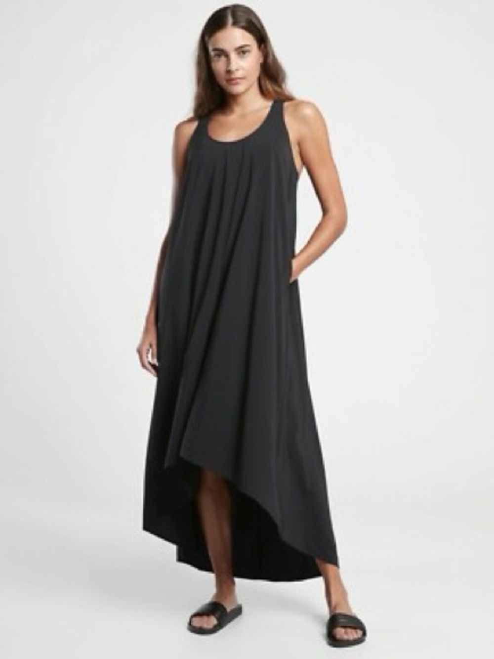 Athleta Charcoal Gray Scoop Neck Sleeveless Maxi Dress